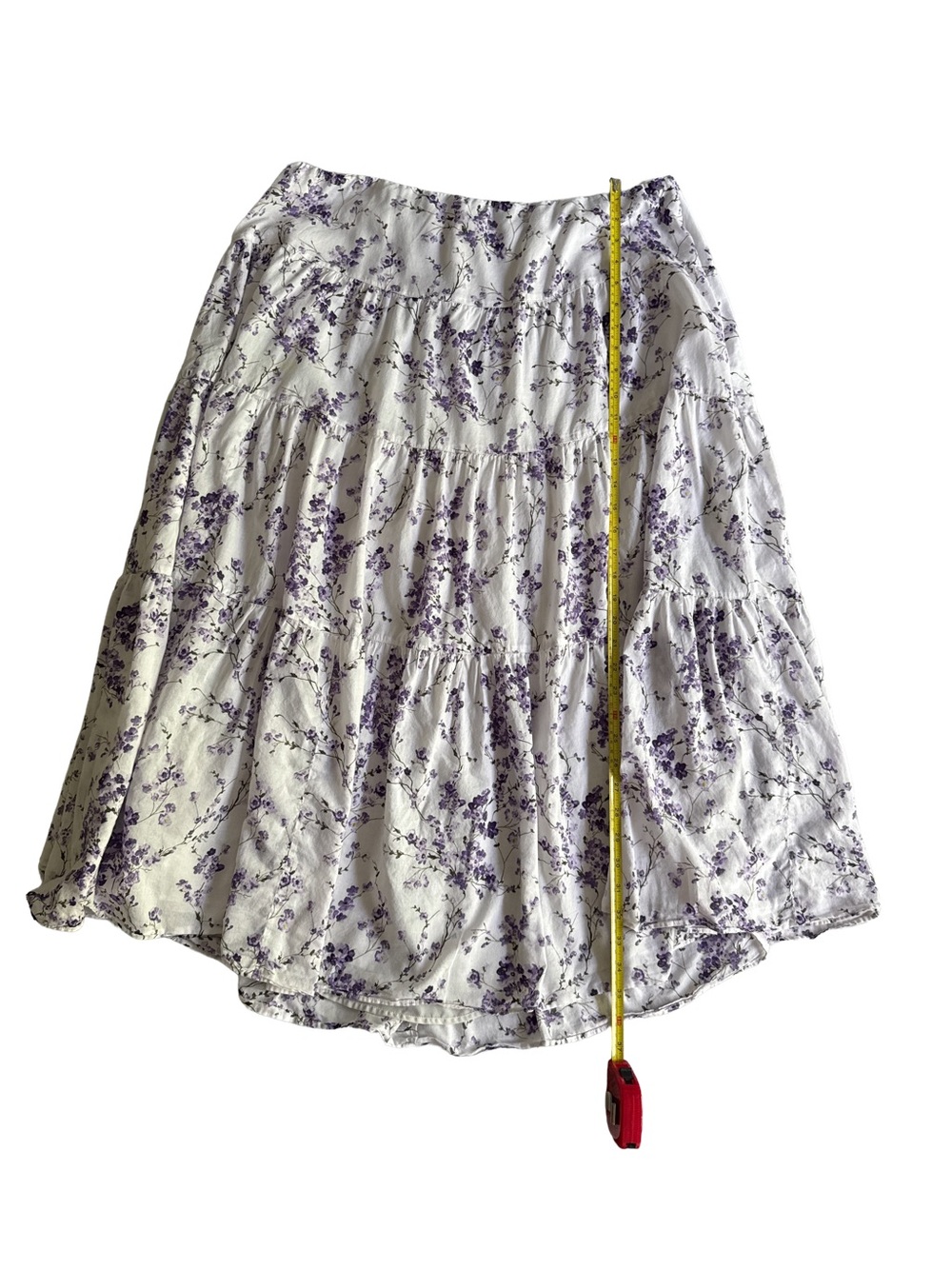 LAUREN RALPH LAUREN White Purple Floral Peasant Tiered Cotton Cottagecore Skirt - Picture 8 of 12